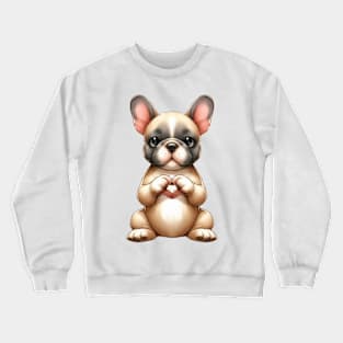 Valentine French Bulldog Giving Heart Hand Sign Crewneck Sweatshirt